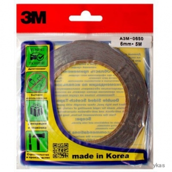 3M™ Двусторонний скотч, Оригинал, Южная Корея 6мм х 10м A3M-0610
