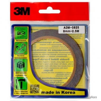 3M™ Двусторонний скотч, Оригинал, Южная Корея 8мм х 2,5м A3M-0825