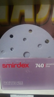 Круги наждачные Smirdex 740 Ceramic D150, 15 отверстий P80