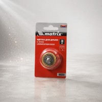 MATRIX Щетка для дрели, 30 мм, плоская со шпилькой, латунированная витая проволока