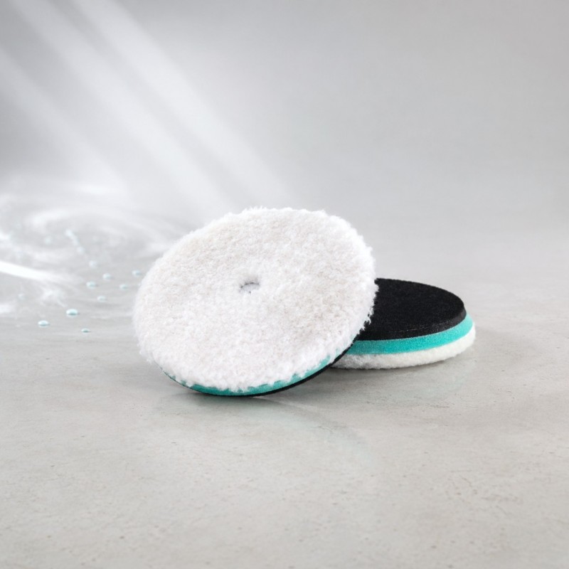 ZviZZer Полировальный круг из натурального меха на твердом THERMO WOOL поролоне 30мм (RO) 160/25/150, зеленый