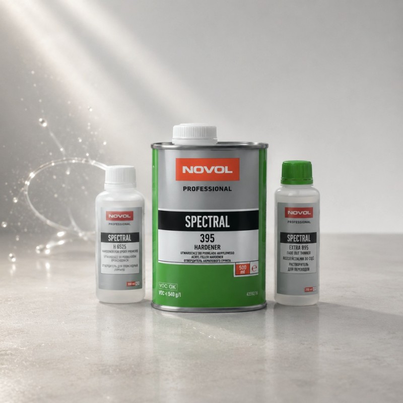 NOVOL Шпатлевка отделочная распыляемая (жидкая) SPRAY + отвердитель CETOX-20 OE. + разбавитель THIN 880