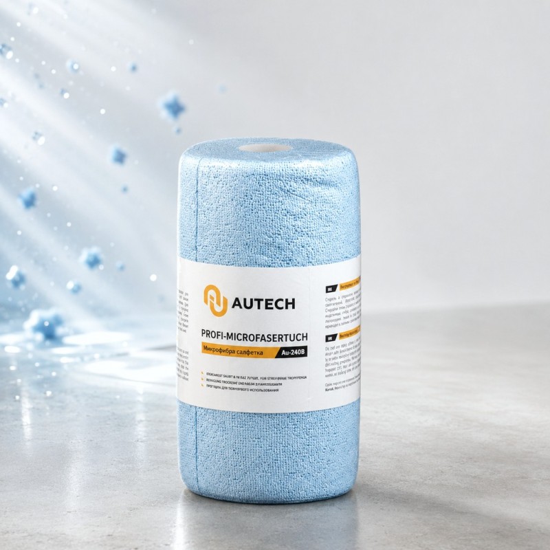 AuTech Микрофибра салфетка PROFI-MICROFASERTUCH 25х25 см, голубая, 200 гр/м2.