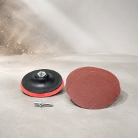 FORSAGE Тарелка (оправка) опорная с Velcro фиксацией для УШМ (125мм, М14 под ключ, переходник) + абразивн.круги, 7 пр.