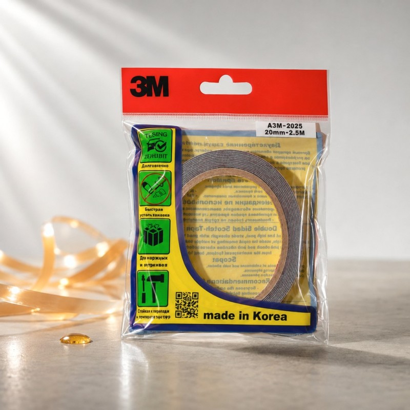 3M™ Двусторонний скотч 3М, Оригинал, Южная Корея 20мм х 2,5м A3M-2025