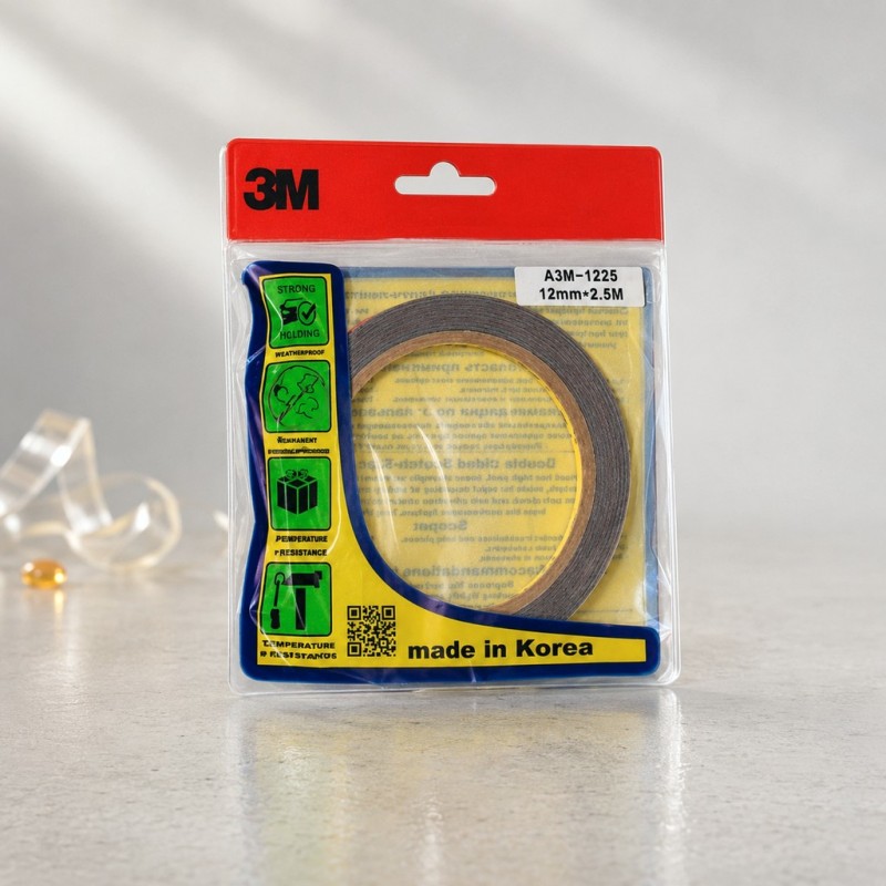 3M™ Двусторонний скотч, Оригинал, Южная Корея 12мм х 2,5м A3M-1225