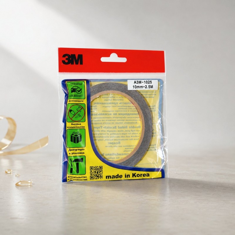 3M™ Двусторонний скотч, Оригинал, Южная Корея 9мм х 2,5м A3M-0925