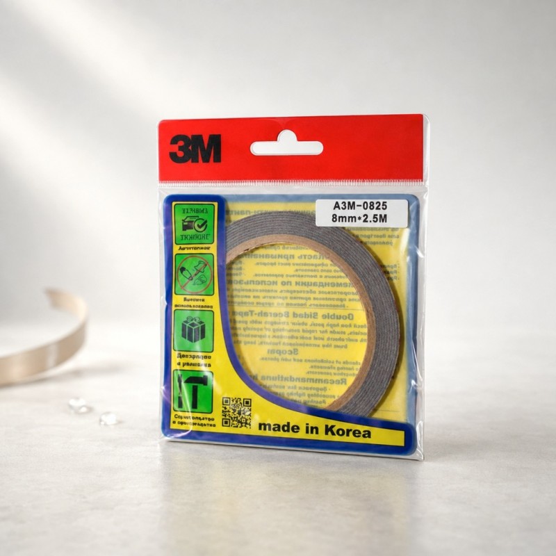 3M™ Двусторонний скотч, Оригинал, Южная Корея 8мм х 2,5м A3M-0825