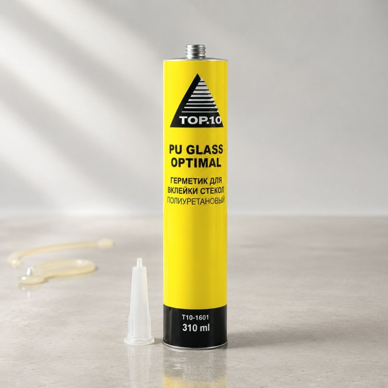 TOP.10 Refinish Клей-герметик для вклейки лобовых стекол, черный, туба 310мл