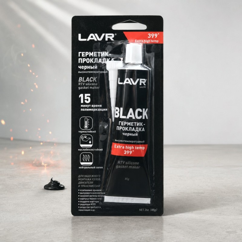 LAVR Герметик-прокладка высокотемпературный BLACK RTV 85 гр.