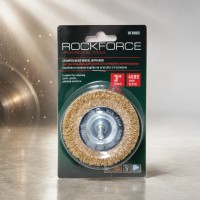 Rock FORCE Кордщетка дисковая латунная для дрели 100мм, в блистере