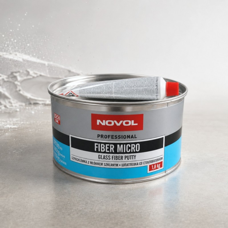 NOVOL Шпатлевка полиэфирная со стекловолокном FIBER MICRO 1,8кг