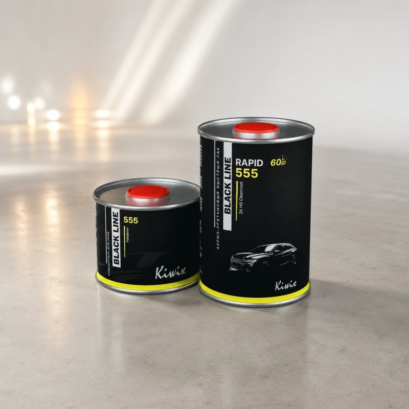 Kiwix Акрил-Уретановый лак BLACKLINE RAPID 555 быстрый, 1л + отвердитель 0,5л