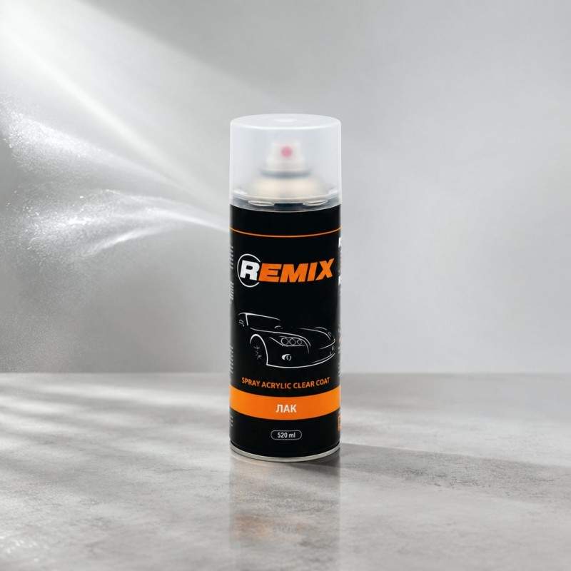 REMIX  Бесцветный акриловый лак SPRAY ACRYLIС CLEAR COAT (бесцветный блеск), 400мл