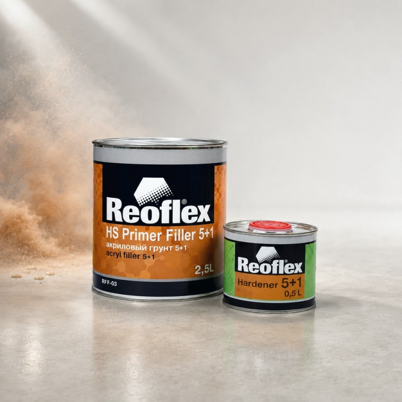 REOFLEX Акриловый грунт-наполнитель HS 5+1 в ассортименте 0,8л + 0,16л отв.