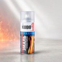 KUDO Эмаль (краска) термостойкая, цвет: серебристый (+800°С±5°С), в аэрозоле 520 мл