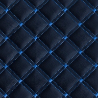 Автомобильная экокожа черного цвета, двойной квадрат, простроченная синей ниткой, на поролоновой основе с трикотажнй сеткой, 3 мм, ширина 140-150 см, цена за 1 м.п.