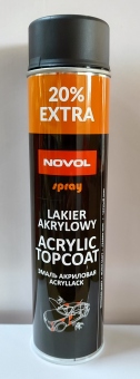 NOVOL Эмаль (краска) акриловая, acryl topcoat spray, Черный Мат, 600 мл