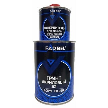 FARBEL Акриловый грунт-наполнитель 2K 5:1, цвета в ассортименте, 0,75л.+0,15л.