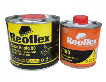 REOFLEX Бесцветный акриловый лак UHS CLEAR RAPID 90 супербыстрый 0,5л + 0,25 отв.