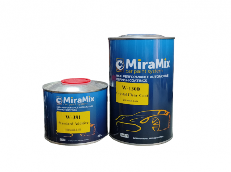 MiraMix Кристальный бесцветный акриловый лак W-1300 Crystal Clear Coat HS, 1л + 0,5л отв.