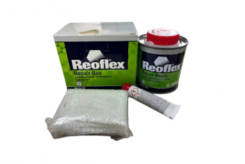 Купить REOFLEX Ремонтный комплект для бамперов (полиэфирная смола для авто 0.25кг + отв. 15 гр. + стекловолокно 0,25 м2 (стекломат)) по цене в наличии с доставкой