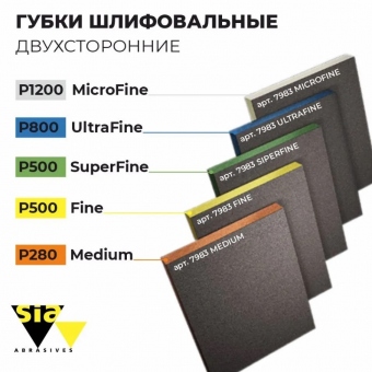 SIA Губка абразивная 7983 2-хсторонняя 98*120*13мм в ассортименте