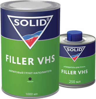 SOLID Акриловый грунт-наполнитель FILLER VHS LOW VOC 4+1, 1 л. + 0,25 л. Цвет - черный