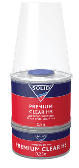 SOLID Бесцветный акриловый лак Premium HS 0,5л + 0,25 л отв.